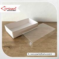 7x13x3 Altı Beyaz Karton Üstü Asetat Kutu