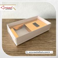 7x13x3 Gold İçli, Altı Beyaz Karton Üstü Asetat Kutu 