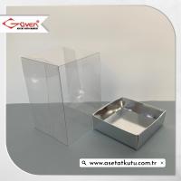 7x7x10 Altı Gümüş Metalize Karton Üstü Asetat Kutu
