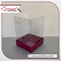 7x7x10 Altı Mor Karton Üstü Asetat Kutu