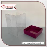 7x7x10 Altı Mor Karton Üstü Asetat Kutu