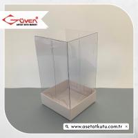 7x7x12 Altı Beyaz Karton Üstü Asetat Kutu