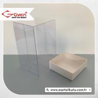 7x7x12 Altı Beyaz Karton Üstü Asetat Kutu