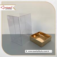 7x7x12 Altı Gold Metalize Karton Üstü Asetat Kutu