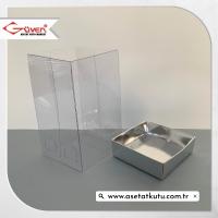 7x7x12 Altı Gümüş Metalize Karton Üstü Asetat Kutu