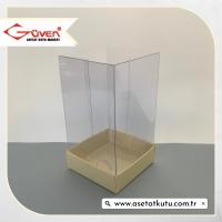 7x7x12 Altı Krem Karton Üstü Asetat Kutu