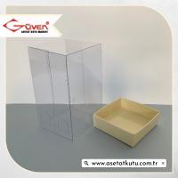 7x7x12 Altı Krem Karton Üstü Asetat Kutu