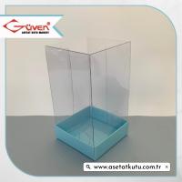 7x7x12 Altı Mavi Karton Üstü Asetat Kutu