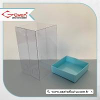 7x7x12 Altı Mavi Karton Üstü Asetat Kutu