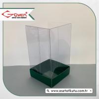 7x7x12 Altı Yeşil Karton Üstü Asetat Kutu