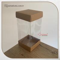 7x7x14 Kraft Çift Taraflı Karton ve Asetat Kutu