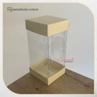 7x7x14 Krem Çift Taraflı Karton ve Asetat Kutu