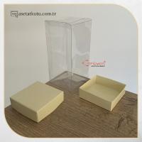 7x7x14 Krem Çift Taraflı Karton ve Asetat Kutu