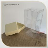 7x7x14 Krem Çift Taraflı Karton ve Asetat Kutu