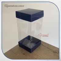 7x7x14 Lacivert Çift Taraflı Karton ve Asetat Kutu
