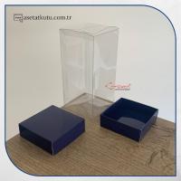 7x7x14 Lacivert Çift Taraflı Karton ve Asetat Kutu