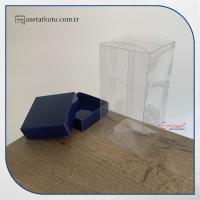 7x7x14 Lacivert Çift Taraflı Karton ve Asetat Kutu