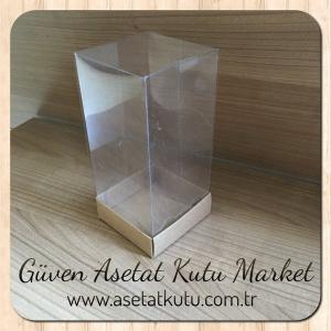 7x7x14 Ölçülü Altı Kraft Karton Üstü Asetat Kutu