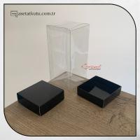 7x7x14 Siyah Çift Taraflı Karton ve Asetat Kutu