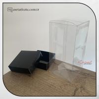 7x7x14 Siyah Çift Taraflı Karton ve Asetat Kutu
