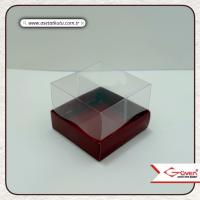 7x7x5 Altı Bordo Karton Üstü Asetat Kutu