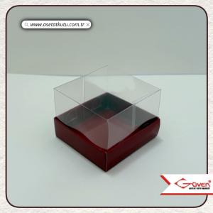 7x7x5 Altı Bordo Karton Üstü Asetat Kutu