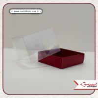 7x7x5 Altı Bordo Karton Üstü Asetat Kutu