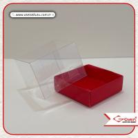 7x7x5 Altı Kırmızı Karton Üstü Asetat Kutu