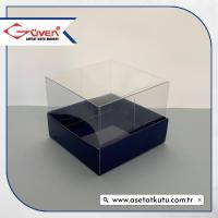 7x7x5 Altı Lacivert Karton Üstü Asetat Kutu