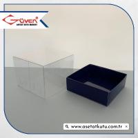 7x7x5 Altı Lacivert Karton Üstü Asetat Kutu