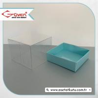 7x7x5 Altı Mavi Karton Üstü Asetat Kutu