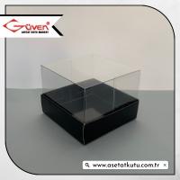 7x7x5 Altı Siyah Karton Üstü Asetat Kutu
