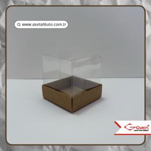 7x7x7 Altı Kraft Karton Üstü Asetat Kutu