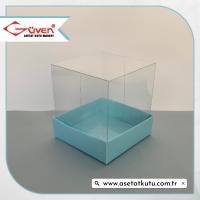 7x7x7 Altı Mavi Karton Üstü Asetat Kutu