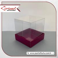 7x7x7 Altı Mor Karton Üstü Asetat Kutu