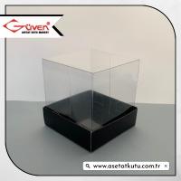7x7x7 Altı Siyah Karton Üstü Asetat Kutu