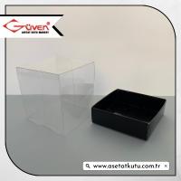 7x7x7 Altı Siyah Karton Üstü Asetat Kutu