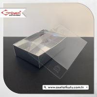 8x11x3 Altı Gümüş Metalize Karton Üstü Asetat Kutu