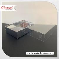 8x11x3 Altı Gümüş Metalize Karton Üstü Asetat Kutu