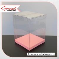 8x8x10 Pembe İç Yükselticili Otomatik Asetat Kutu