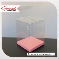 8x8x10 Pembe İç Yükselticili Otomatik Asetat Kutu