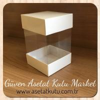8x8x12 Asetat, Çift Taraflı Beyaz Karton Kutu