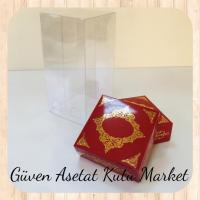 8x8x12 Asetat, Çift Taraflı Bordo Üzerine Gold Saray Desenli Kutu