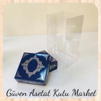 8x8x12 Asetat, Çift Taraflı Lacivert Üzerine Gümüş Saray Desenli Kutu