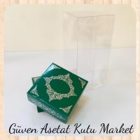 8x8x12 Asetat, Çift Taraflı Yeşil Üzerine Gümüş Saray Desenli Kutu
