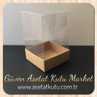8x8x12 Asetat, Tek Taraflı Kraft Karton Kutu