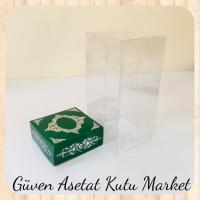 8x8x12 Asetat, Tek Taraflı Yeşil Üzerine Gümüş Saray Desenli Kutu