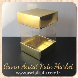 8x8x12 Asetat Çift Taraflı Gold Kutu