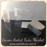8x8x12 Asetat Çift Taraflı Gümüş Kutu