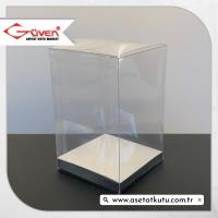 8x8x12 Gümüş İç Yükselticili Otomatik Asetat Kutu